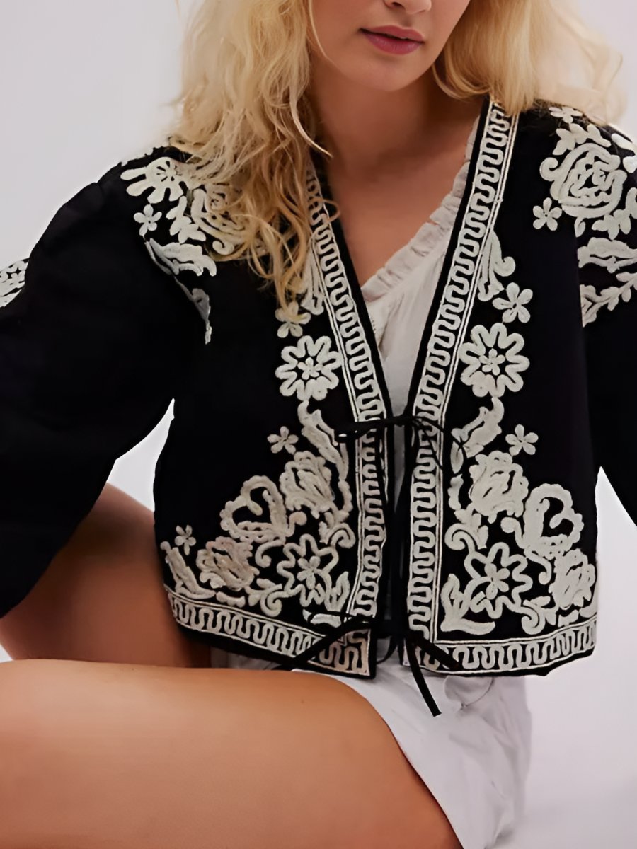 Embroidery Floral Long Sleeve Jacket