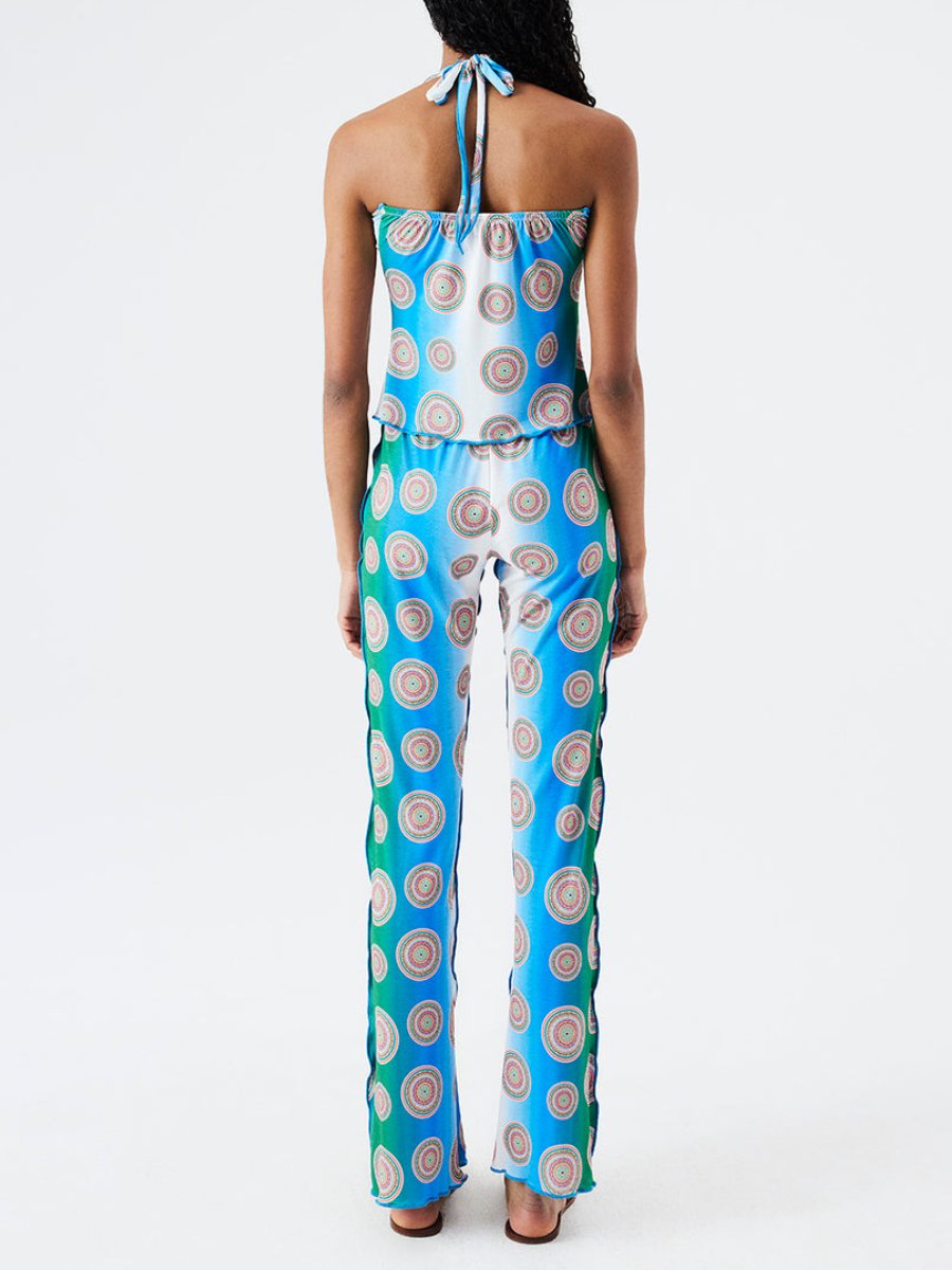 Printed Crop Top With Printed Flare Pants