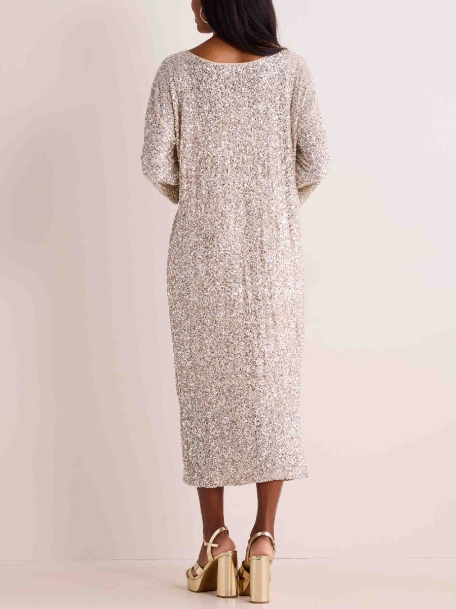 Long Sleeve Sequin Midi Dress