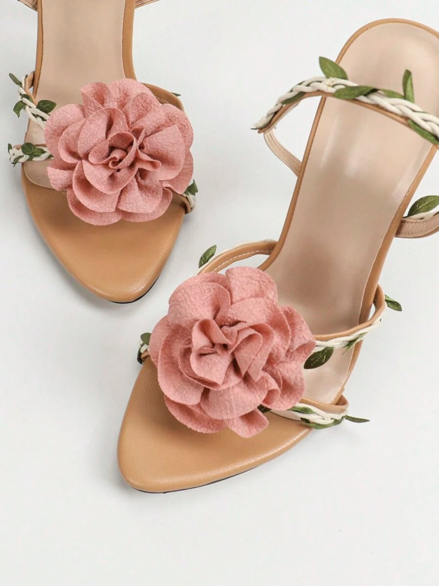 3D Flower High Heel Slides