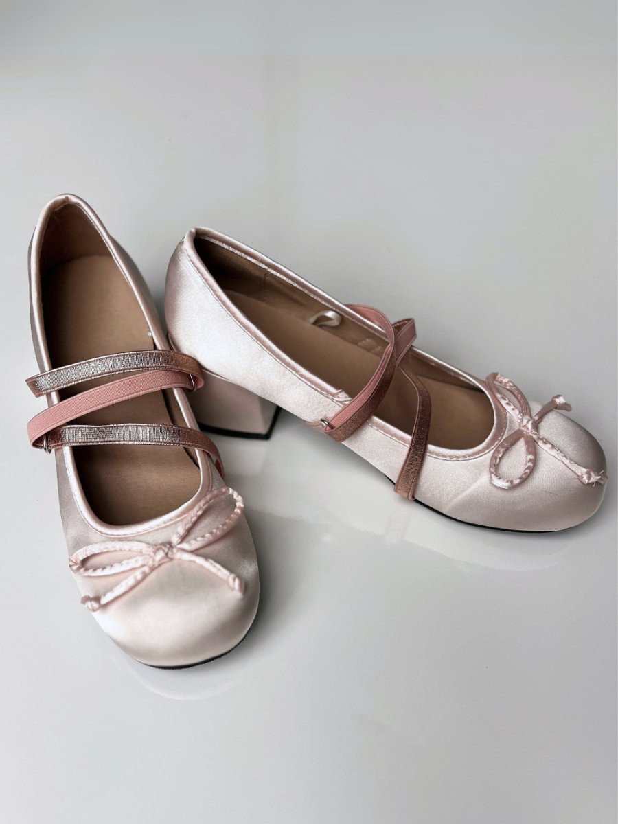 Round Toe Low Heels Satin Ballerina Flats