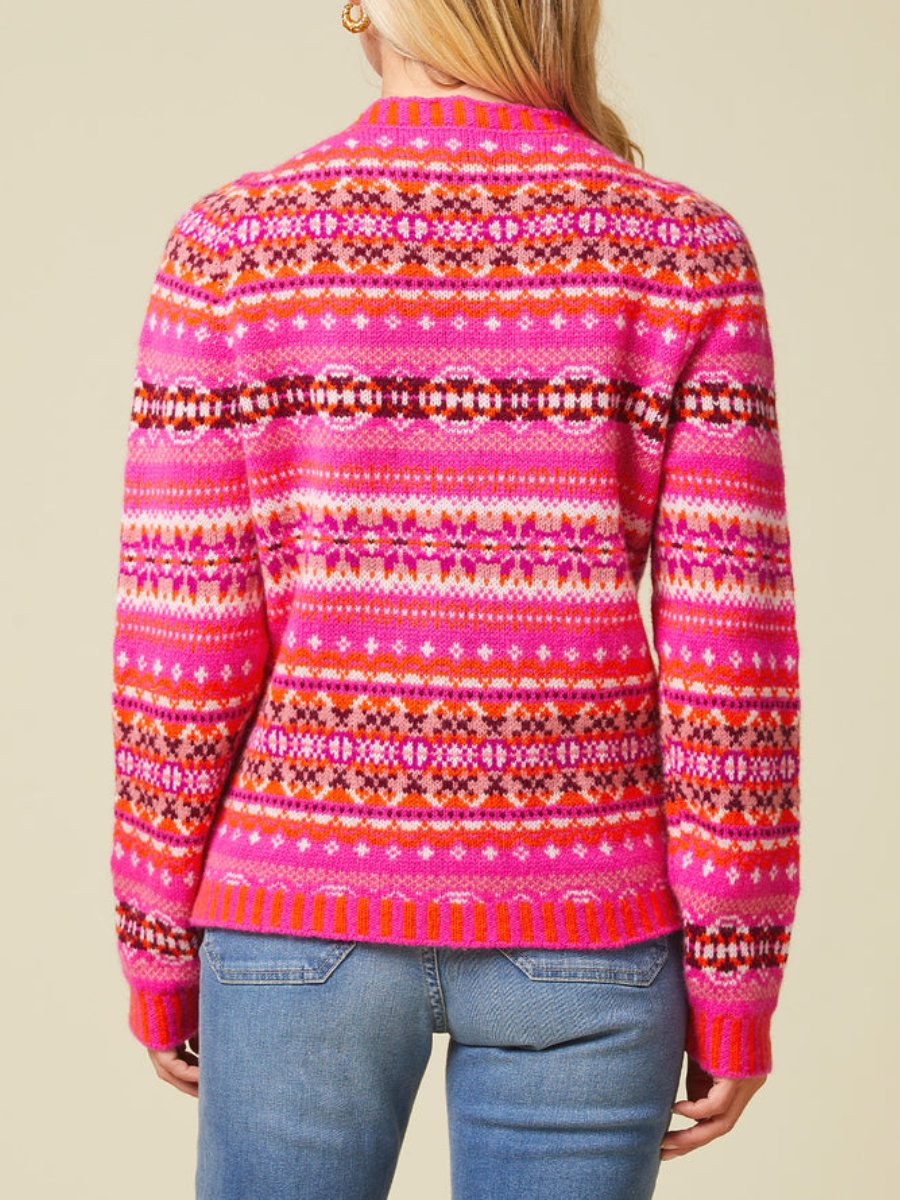 Pink Crew Neck Long Sleeve Sweater