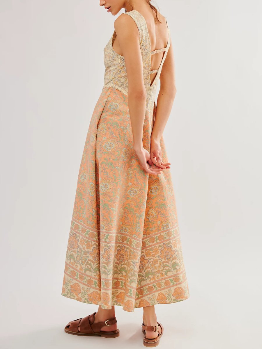 Sleeveless Printed Cotton Maxi Dress