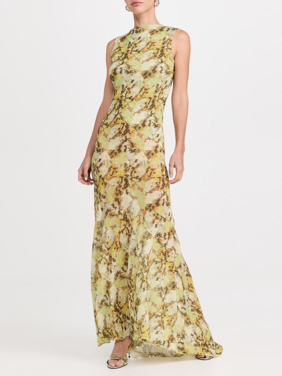 Open-Back Printed Recycled Crepe Maxi Dress