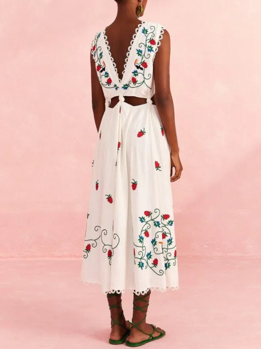 Cross Stitch Toucan Embroidered Midi Dress