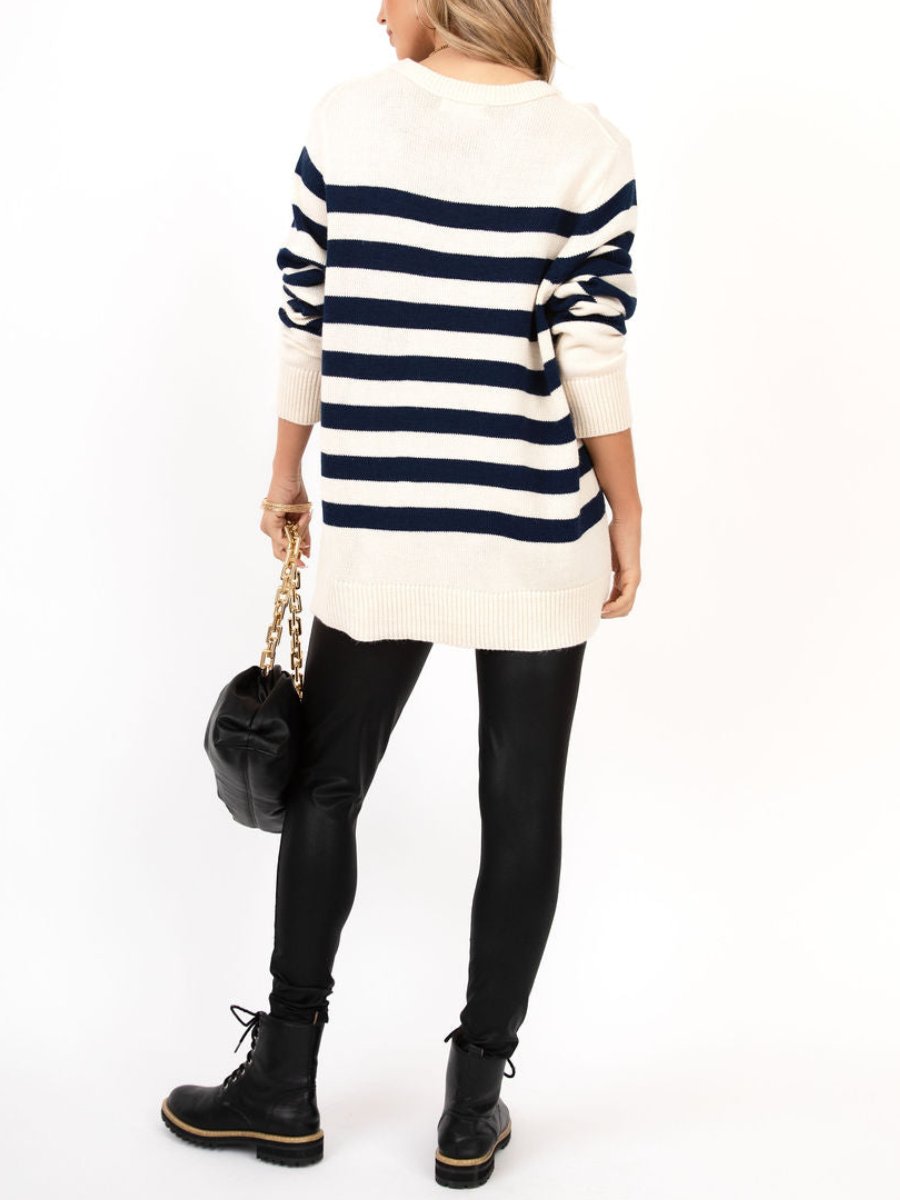 Venice Striped Knit Navy Sweater