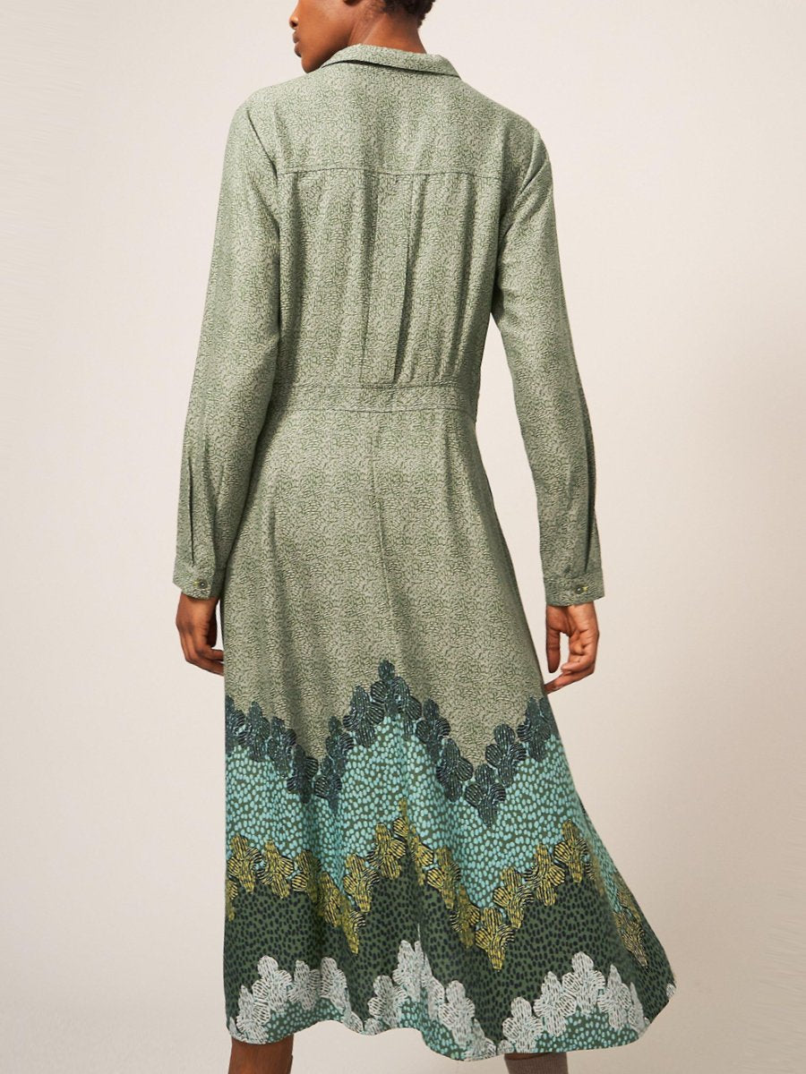 Green Multi Midi Shirt Dress