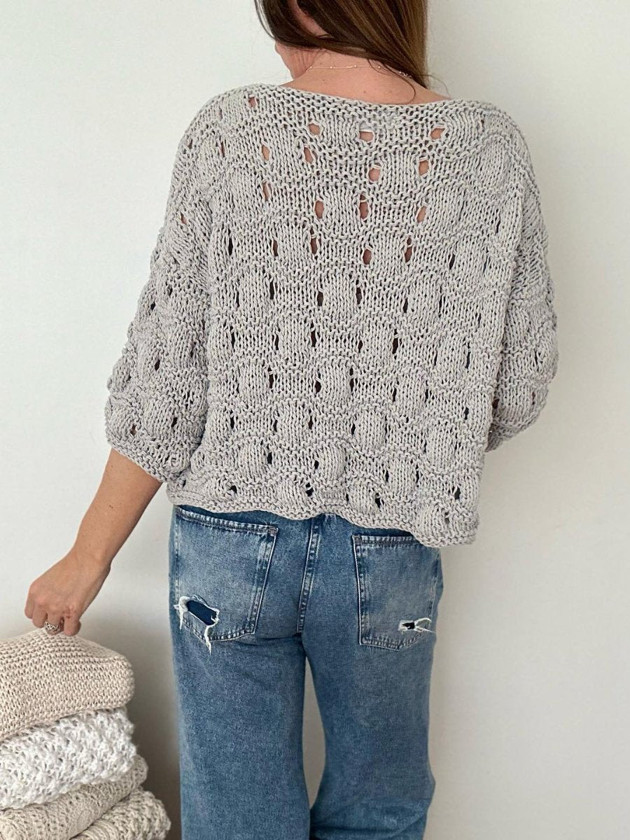 Knitted Cutout Grey Sweater