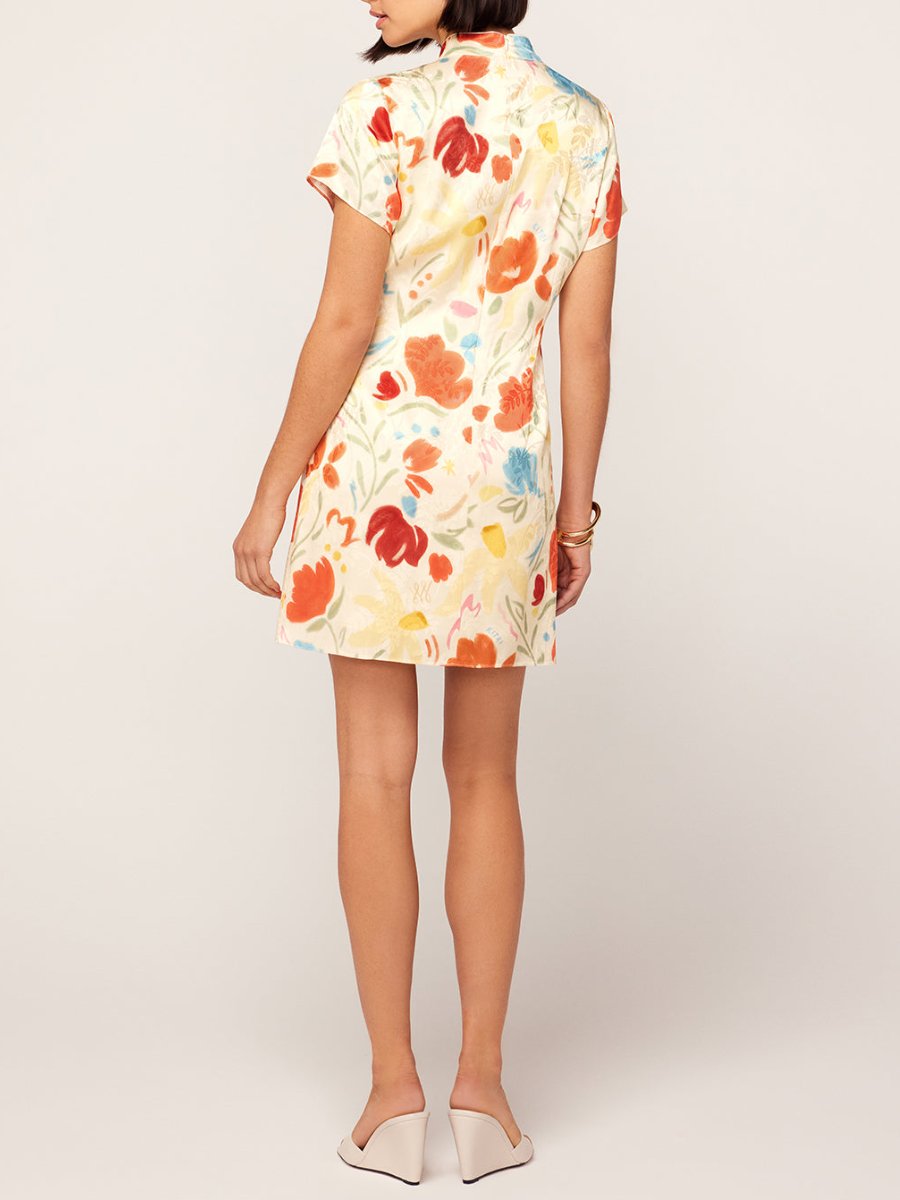 Pastel Floral Jacquard Mini Dress