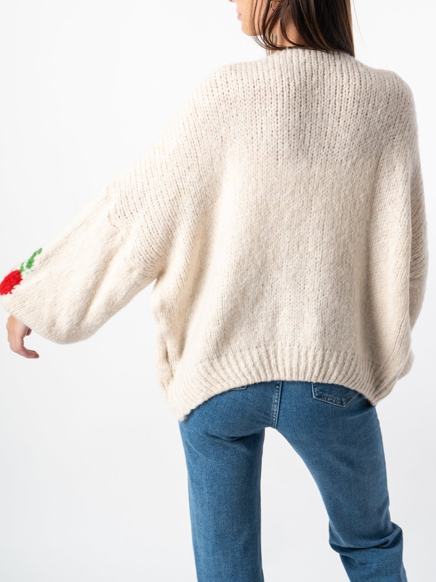 Cherry Knit Beige Cardigan