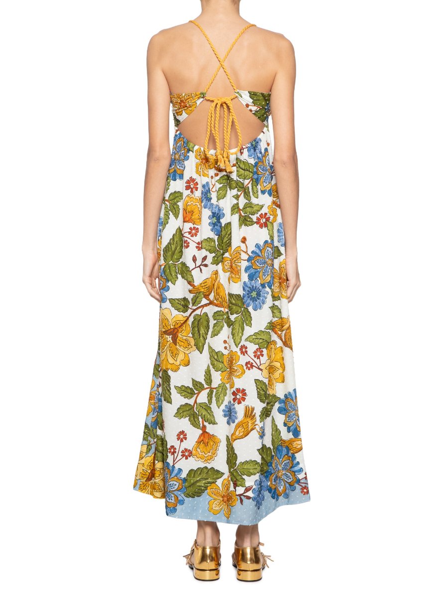 Natural Floral Sleeveless Cami Midi Dress