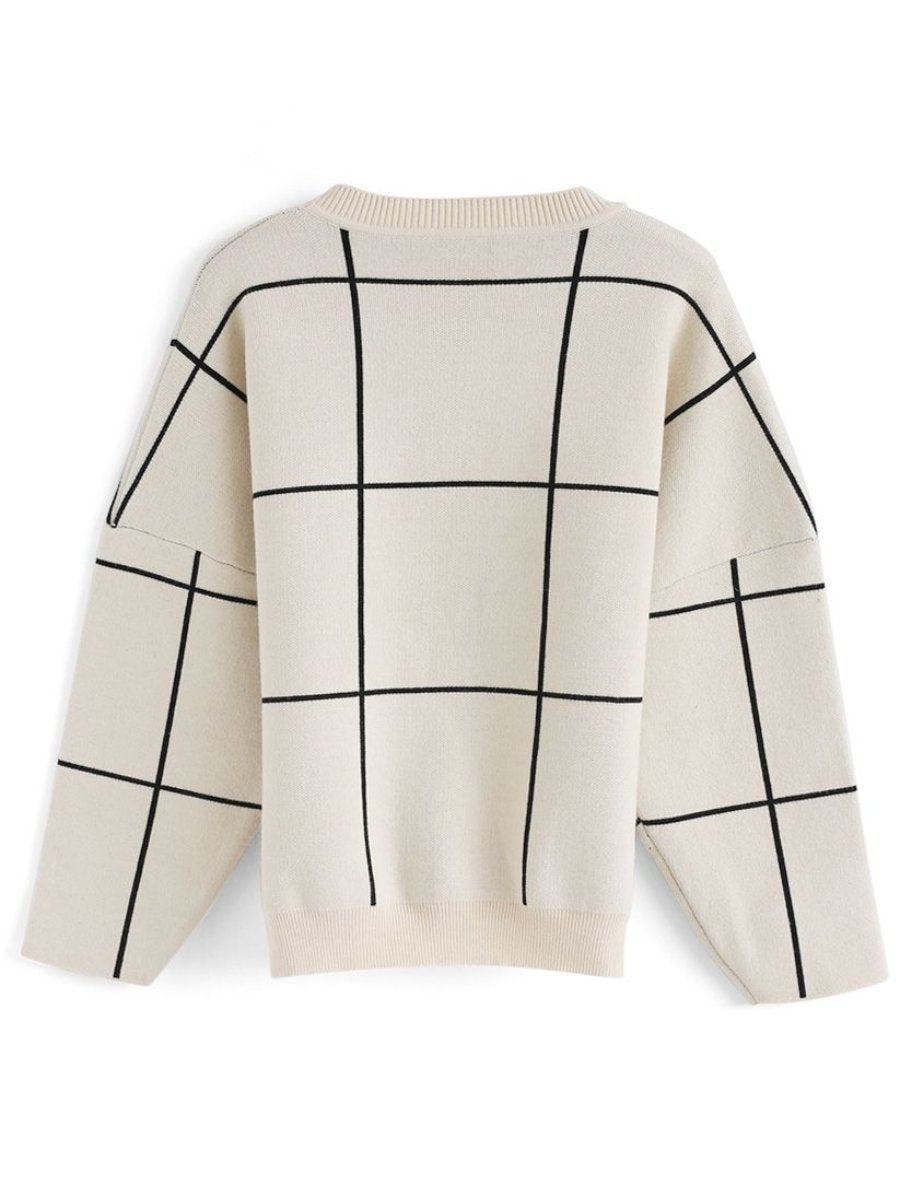 Grid Round Neck Sweater