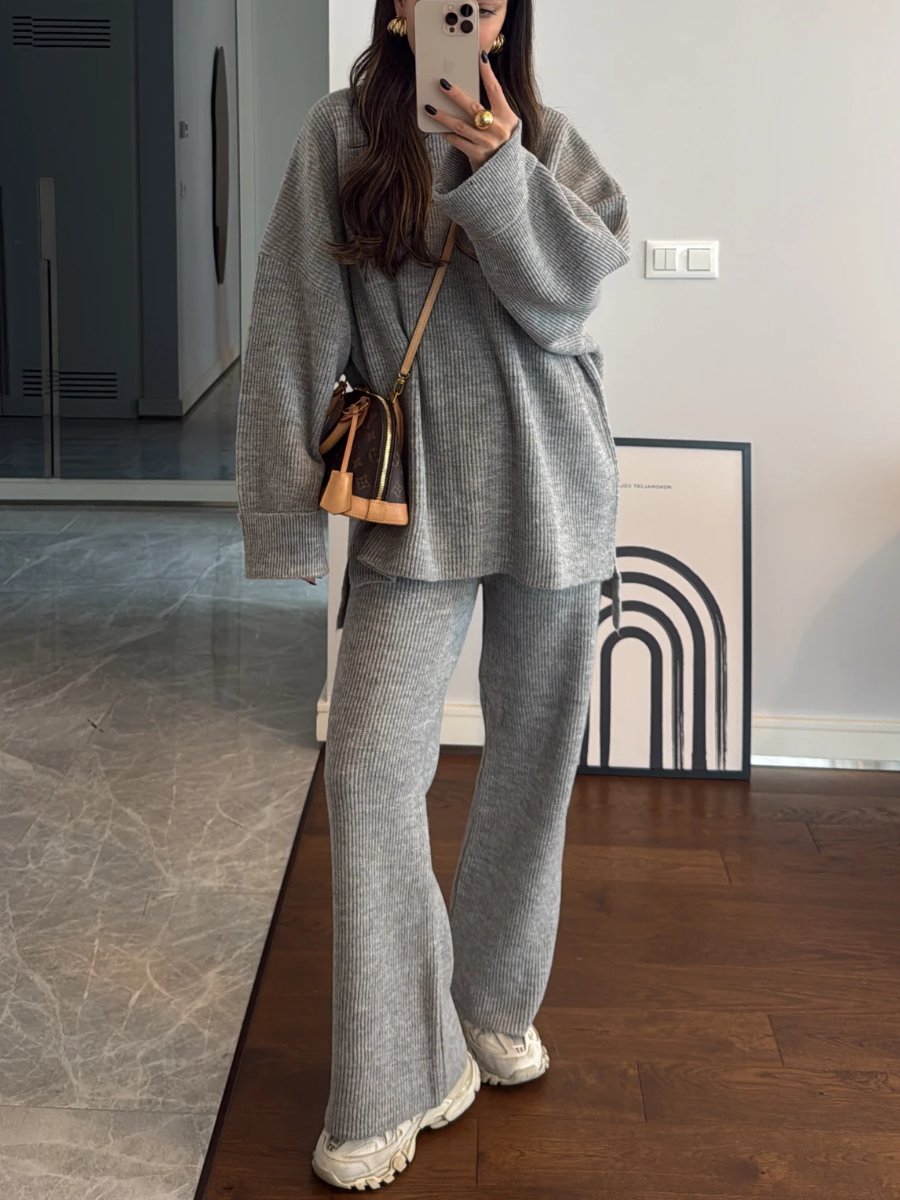 Soft Relaxed Fit Gray Two Piece Set