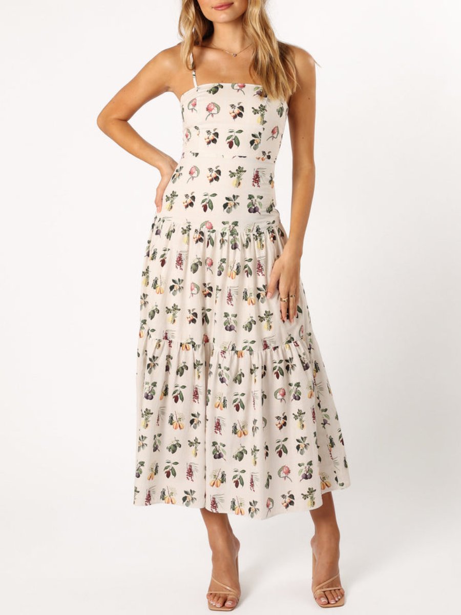 A-Line Floral Vintage Midi Dress