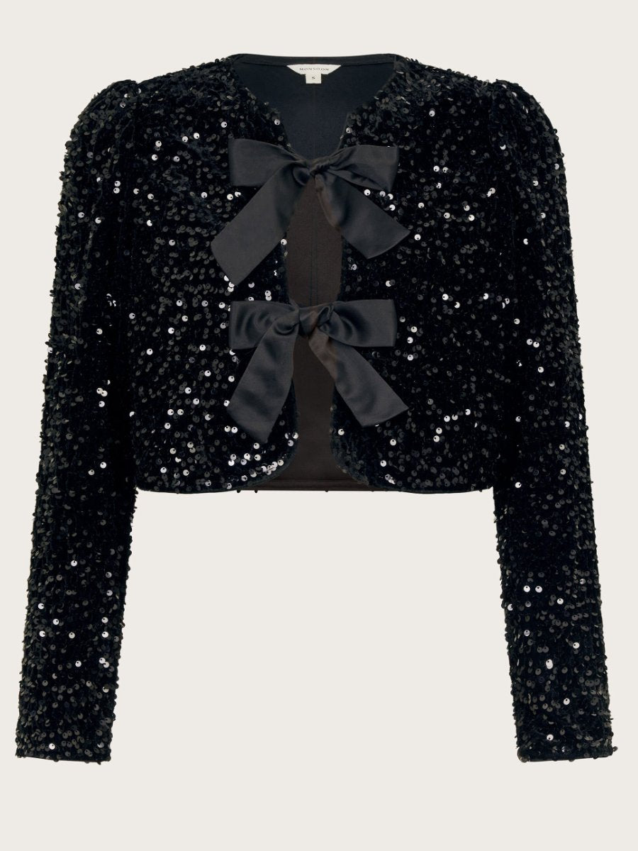 Bow Sequin Black Jacket