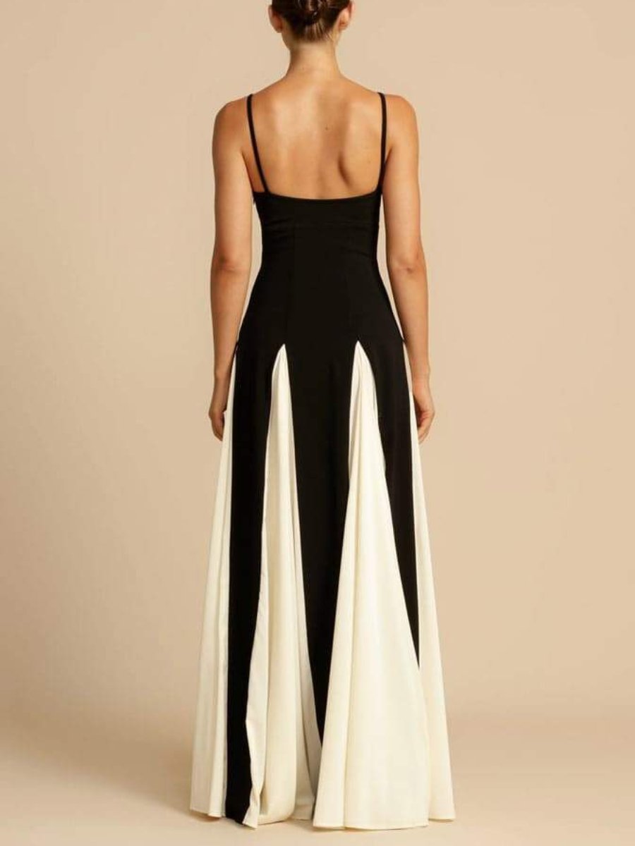 Elegance Color Block Slip Maxi Dress