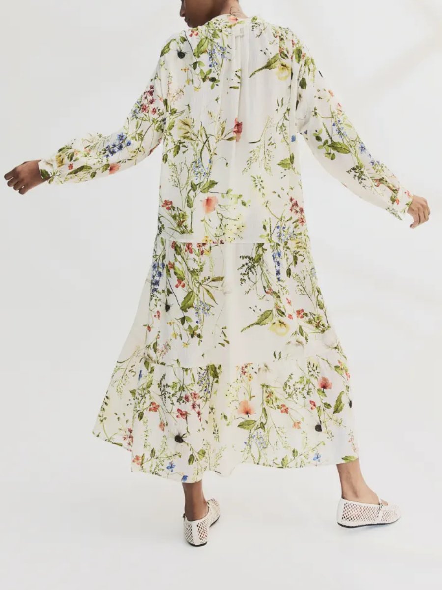 Oversized Crinkled Floral Maxi Dress