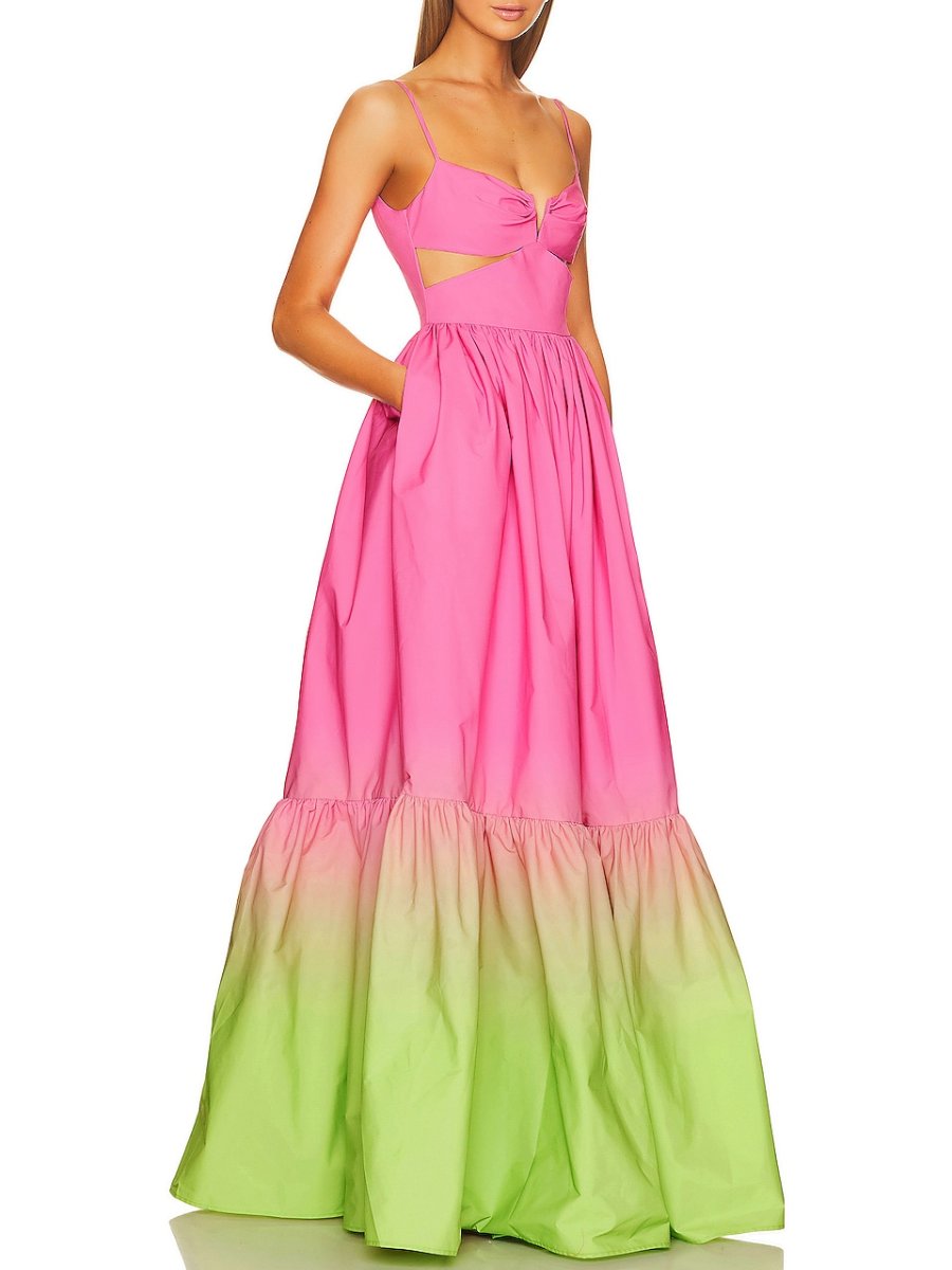 Bodice Cut-Out Pink Maxi Dress