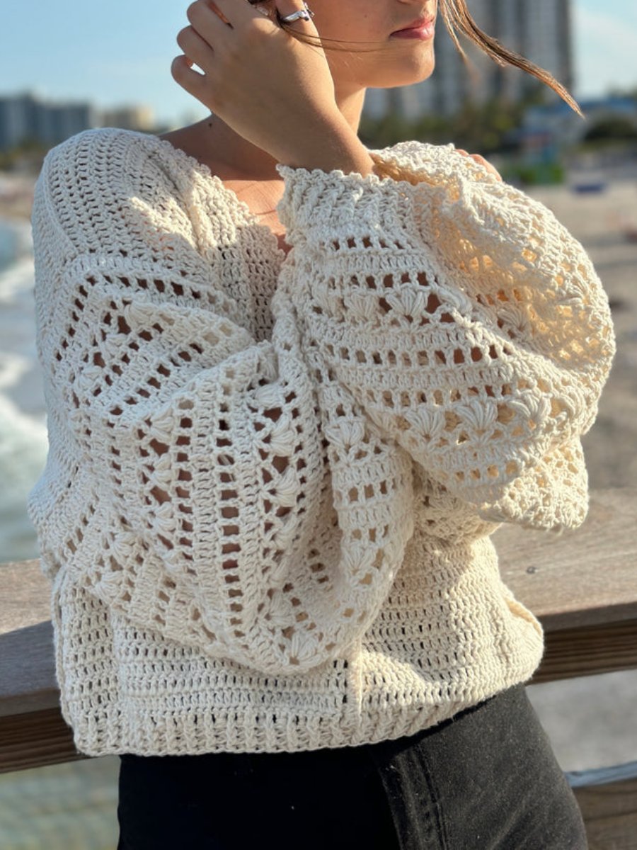 Crochet White Lace Sweater