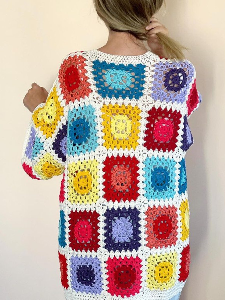 Colorful Crochet Squares Cardigan