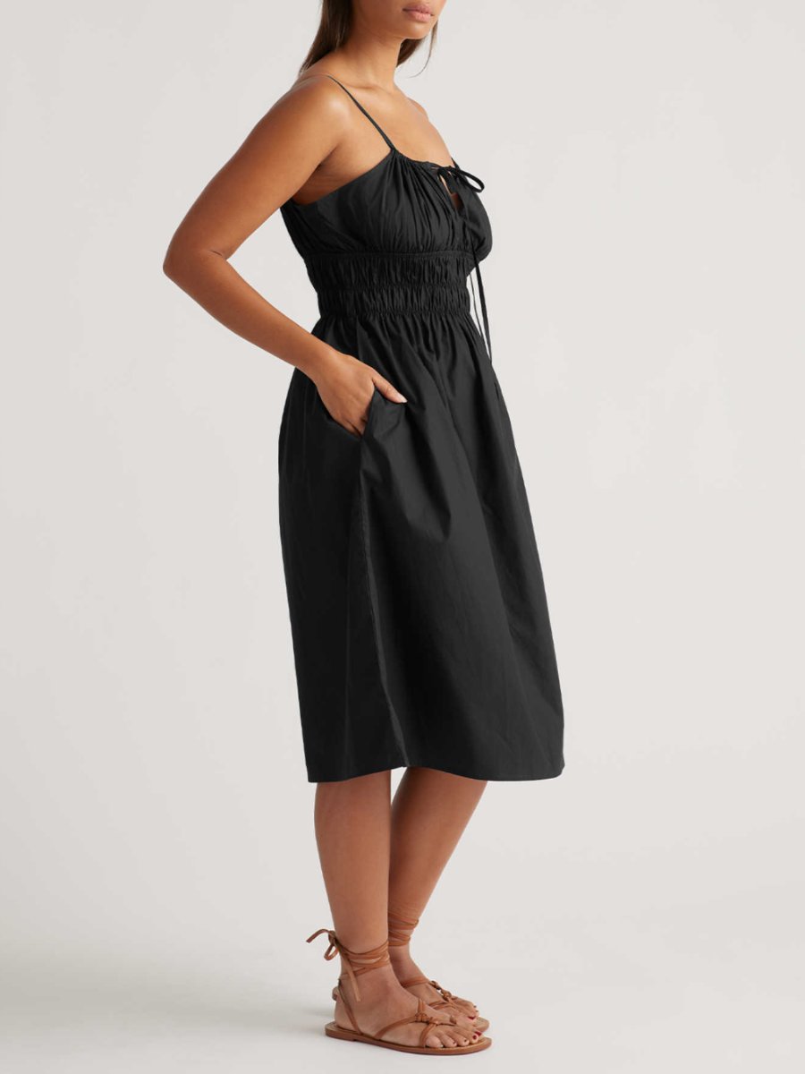 Cotton Keyhole Midi Dress