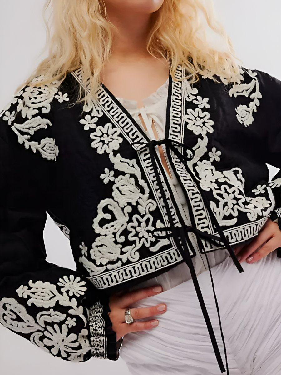 Embroidery Floral Long Sleeve Jacket