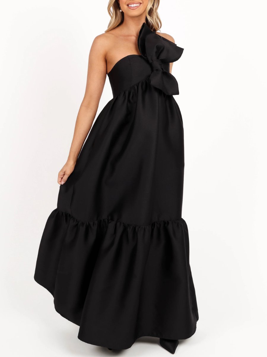 Bow Front Black Maxi Dress