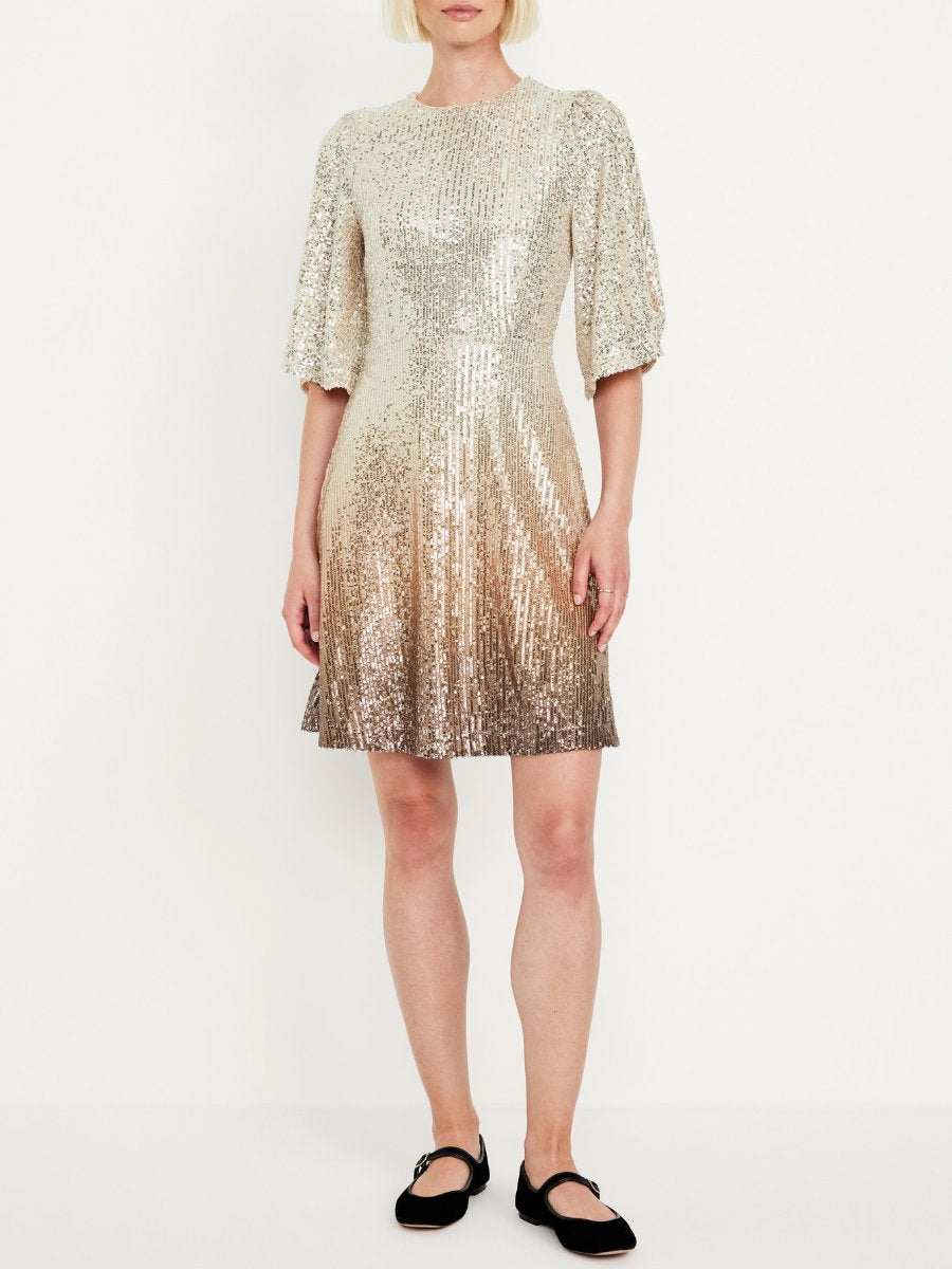 Half Sleeve Sequin Mini Dress