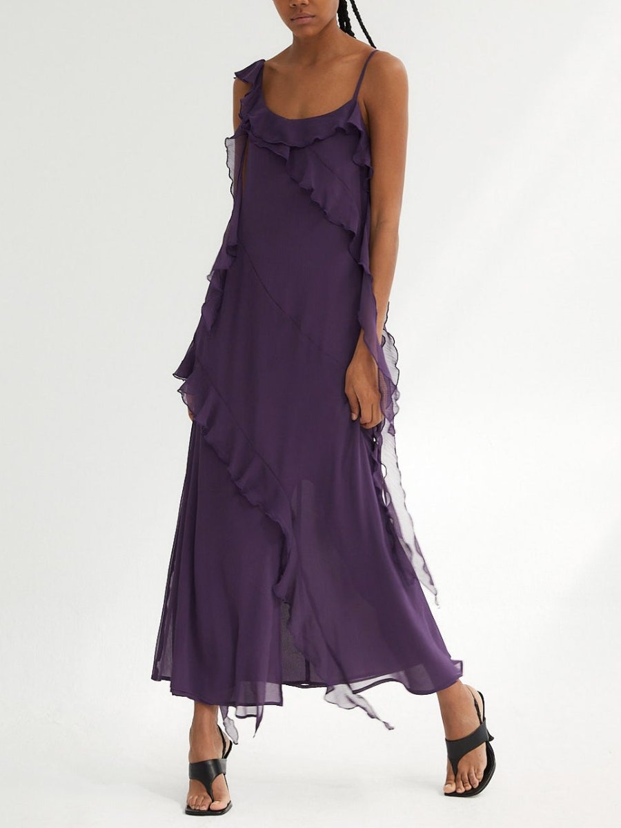 Purple Victoria Ruffle Maxi Dress