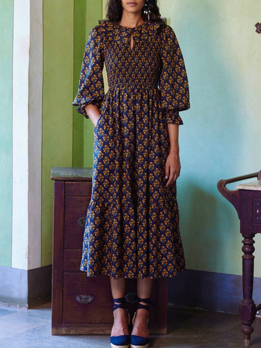 Marigold Ruta Print Midi Dress