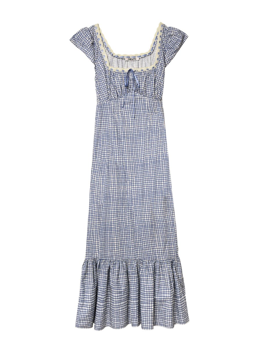 Painted Checks Cotton Midi Dress