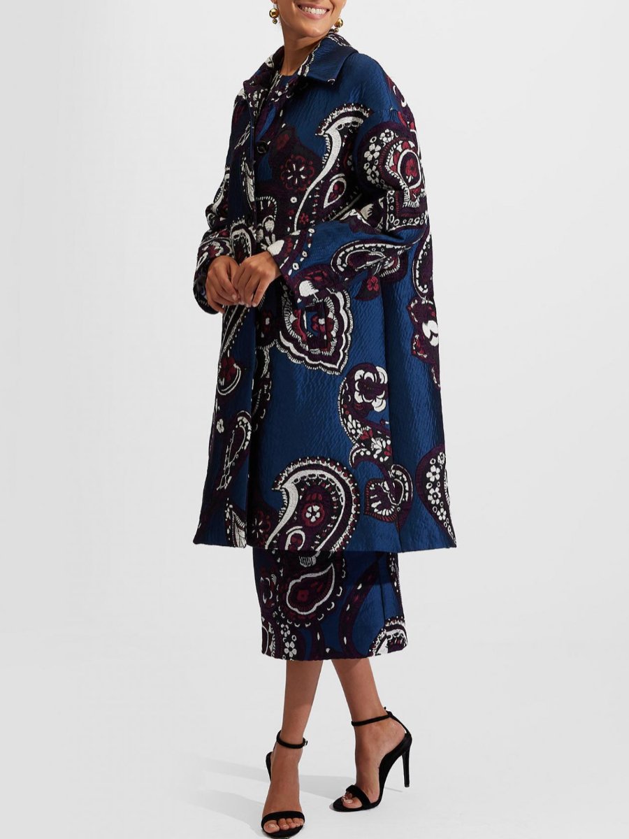 Boxy Paisley Blue Coat