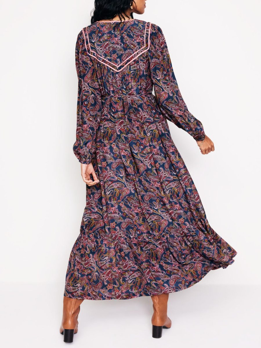 Quilted Yoke Maxi Dress