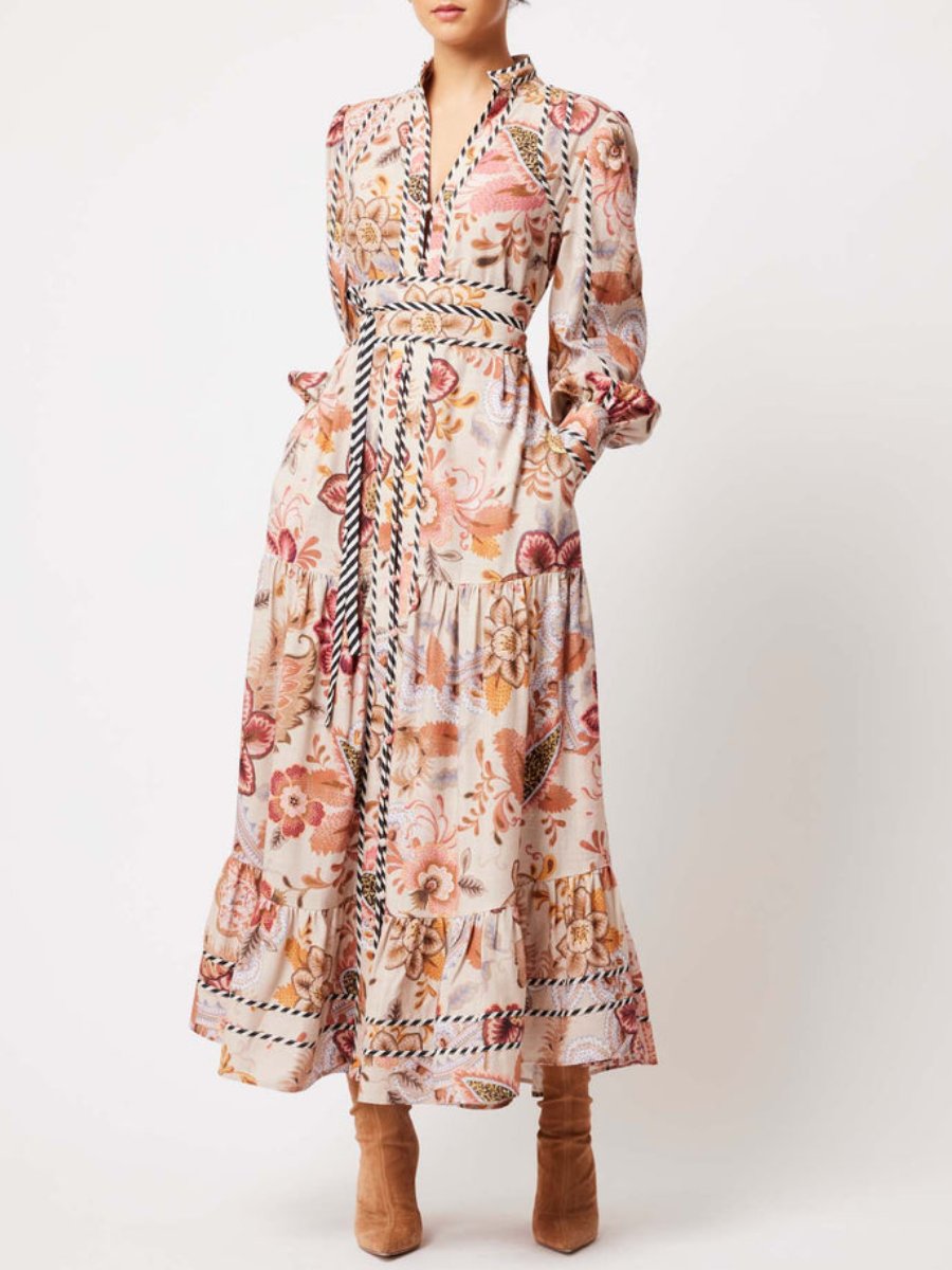 Aries Floral Linen Viscose Maxi Dress