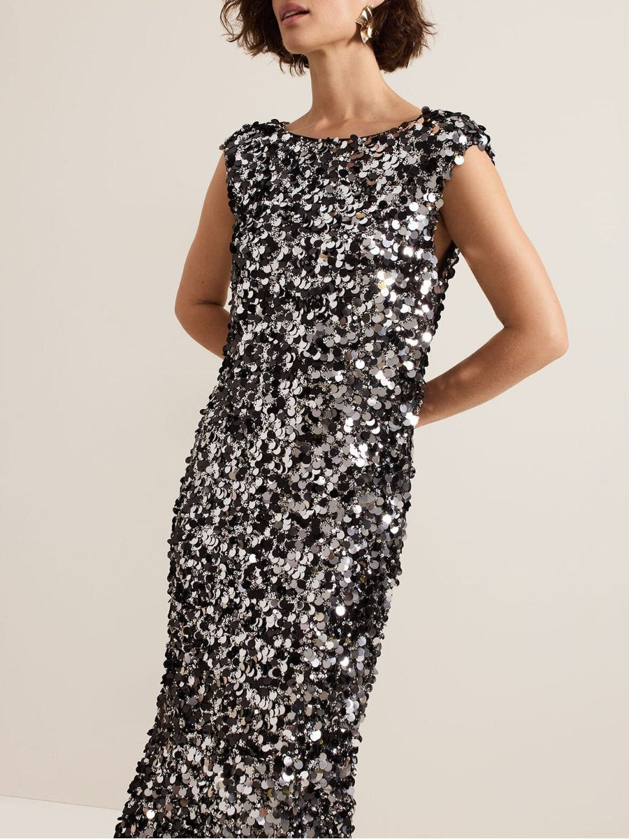 Sleeveless Sequin Maxi Dress