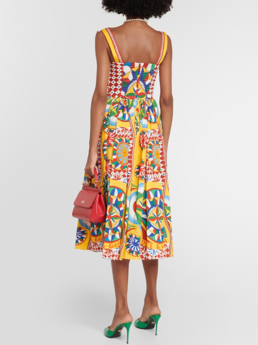 Carretto Print Bustier Midi Dress