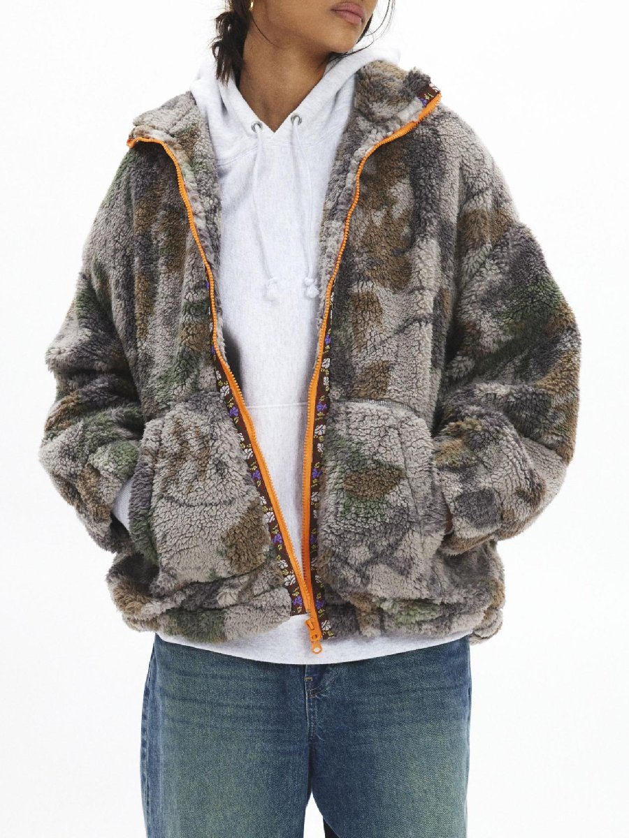 Mae Printed Piled Fleece Zip-Up Jacket