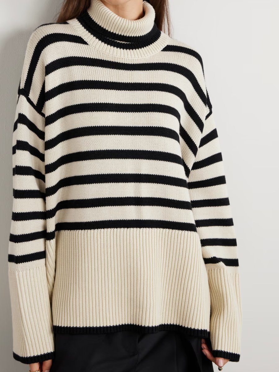 Stripe Turtleneck Sweater