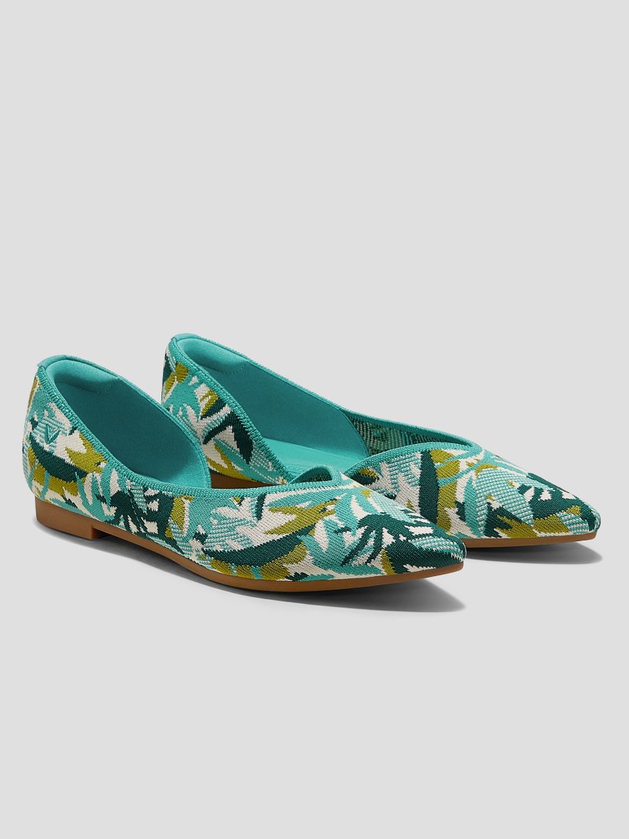 Turquoise Tropical Pointed-Toe Flats