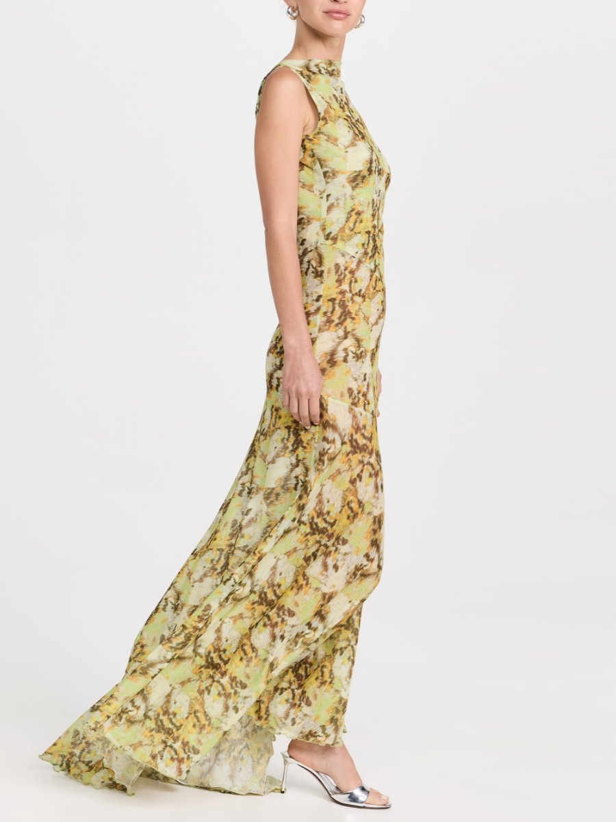 Open-Back Printed Recycled Crepe Maxi Dress