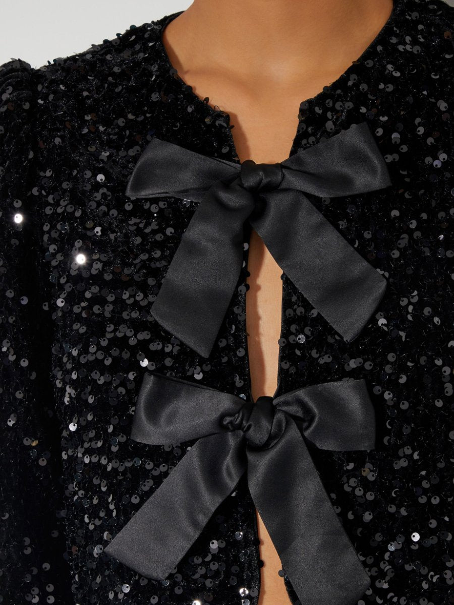 Bow Sequin Black Jacket