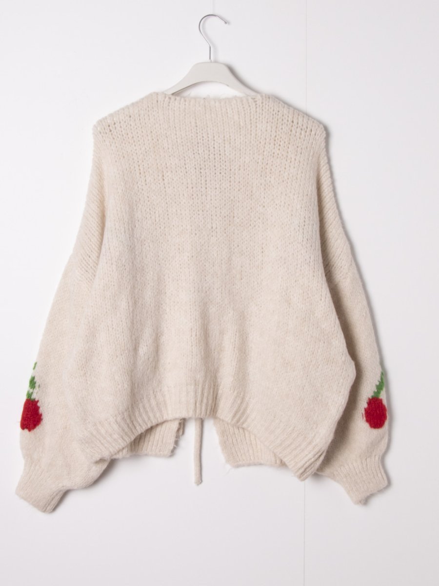 Cherry Knit Beige Cardigan