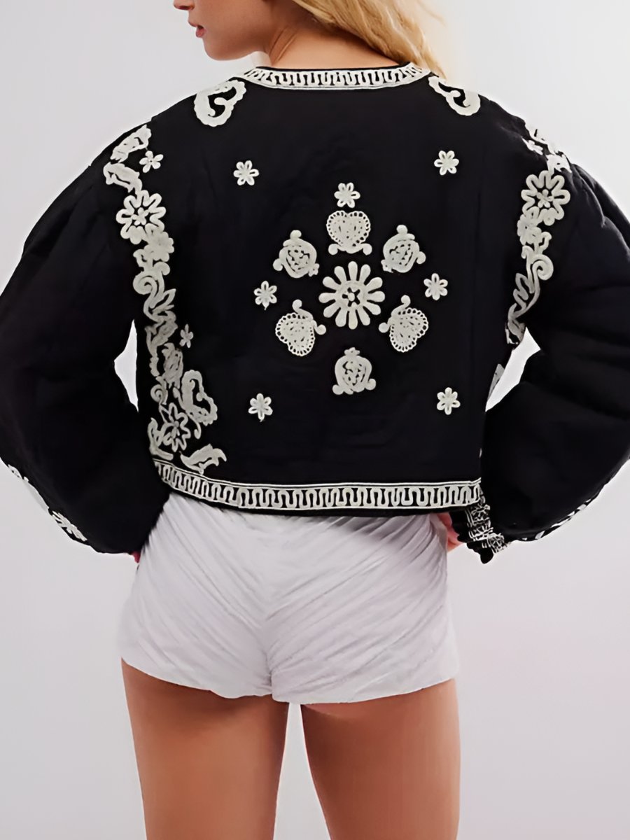 Embroidery Floral Long Sleeve Jacket