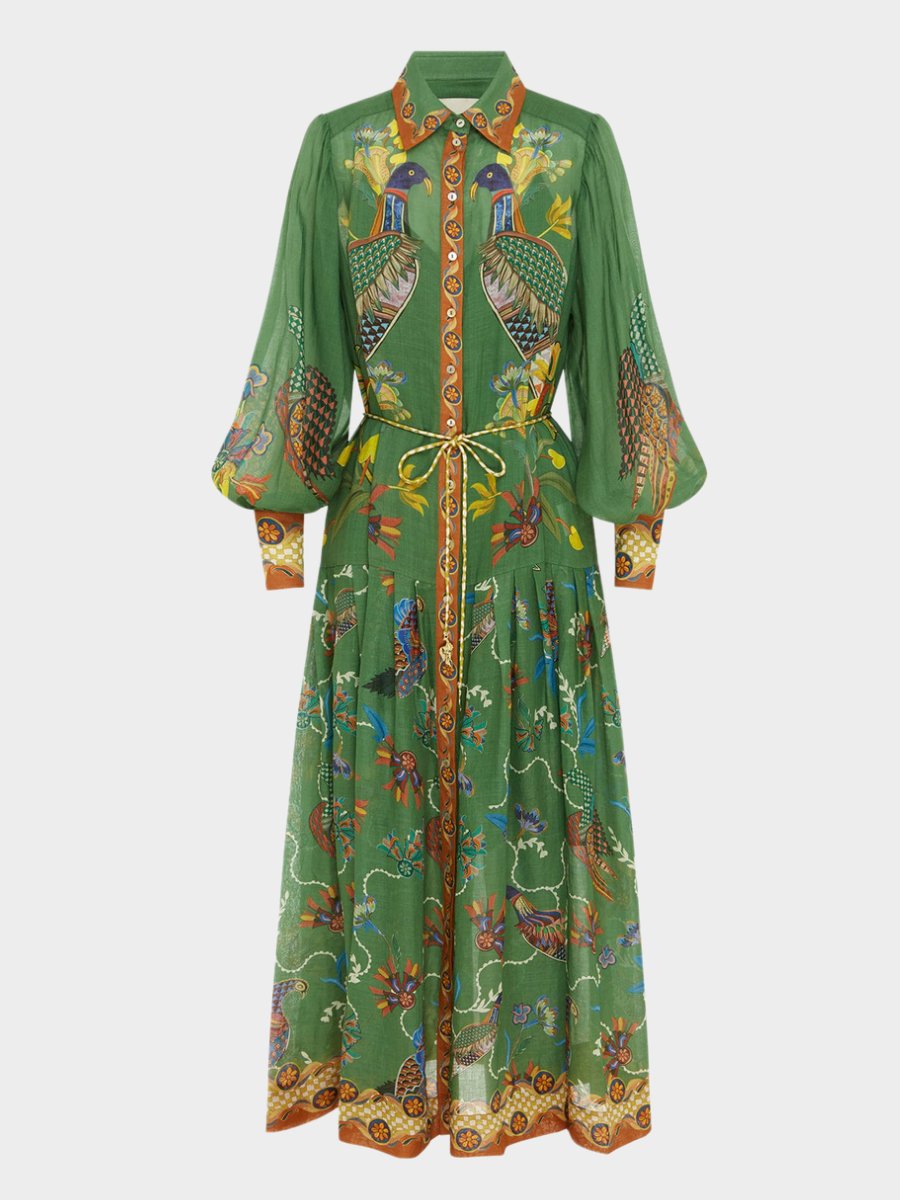 Birdie Green Shirt Maxi Dress