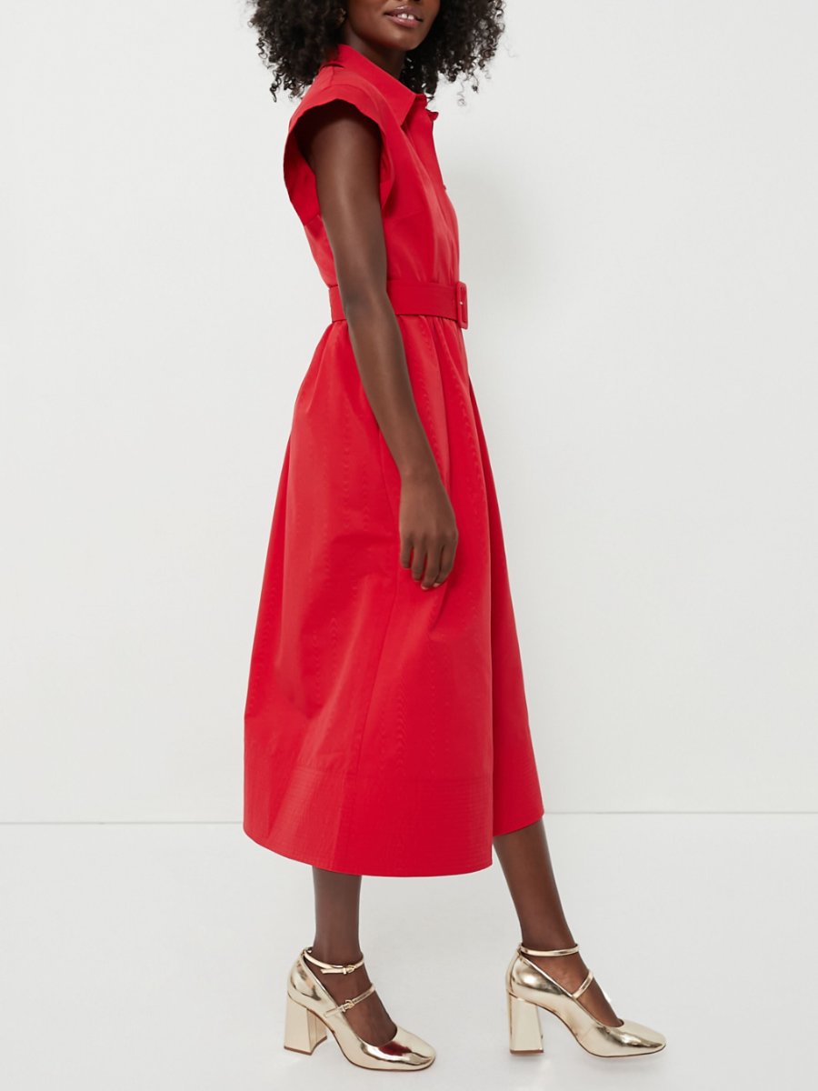 Red Elegant Cotton Midi Dress