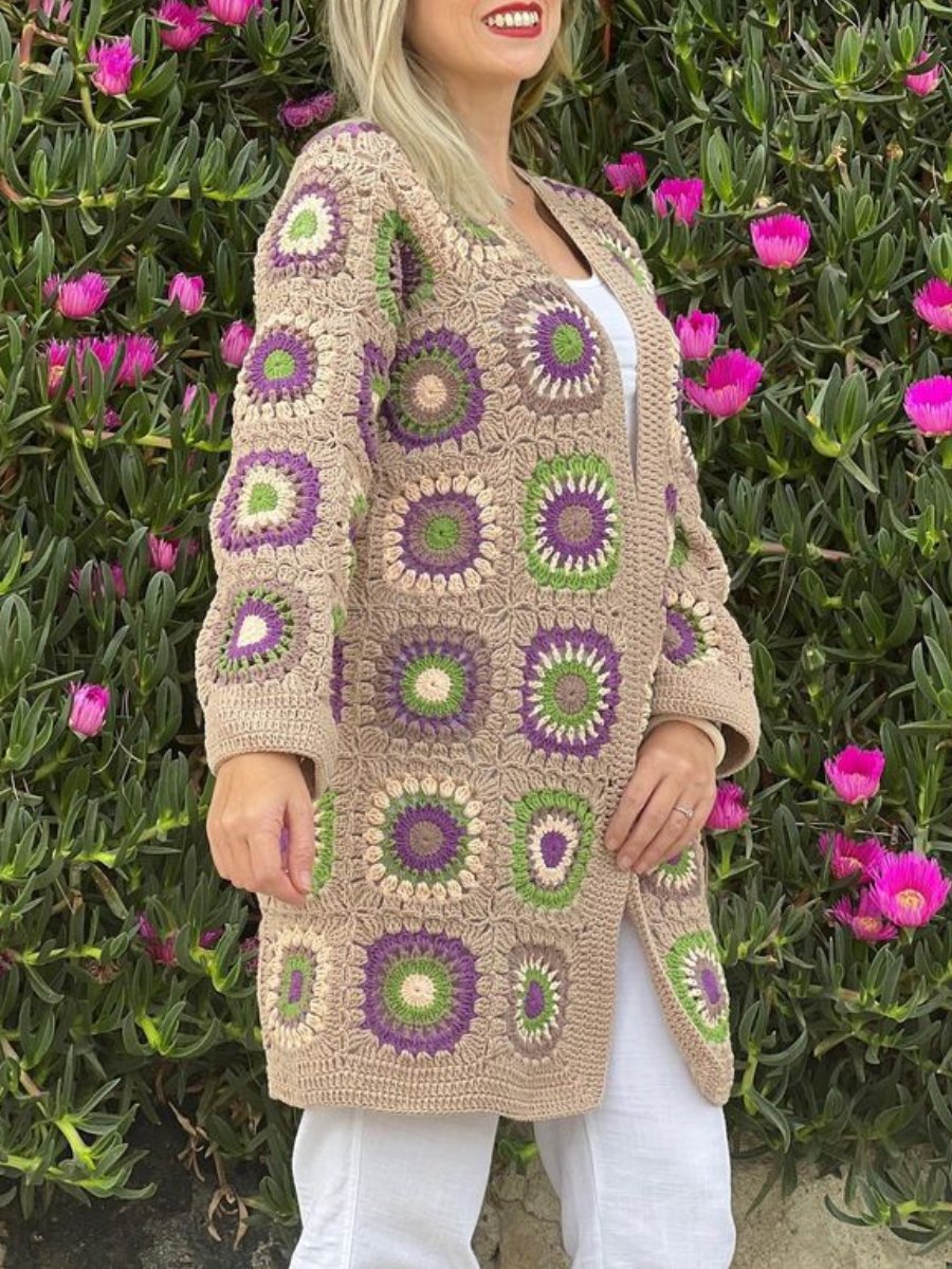 Granny Square Crochet Cotton Cardigan