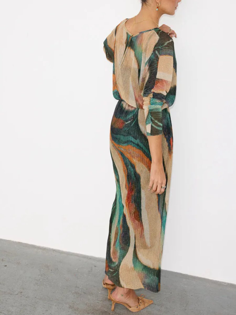 Green Swirls Printed Midi Dress