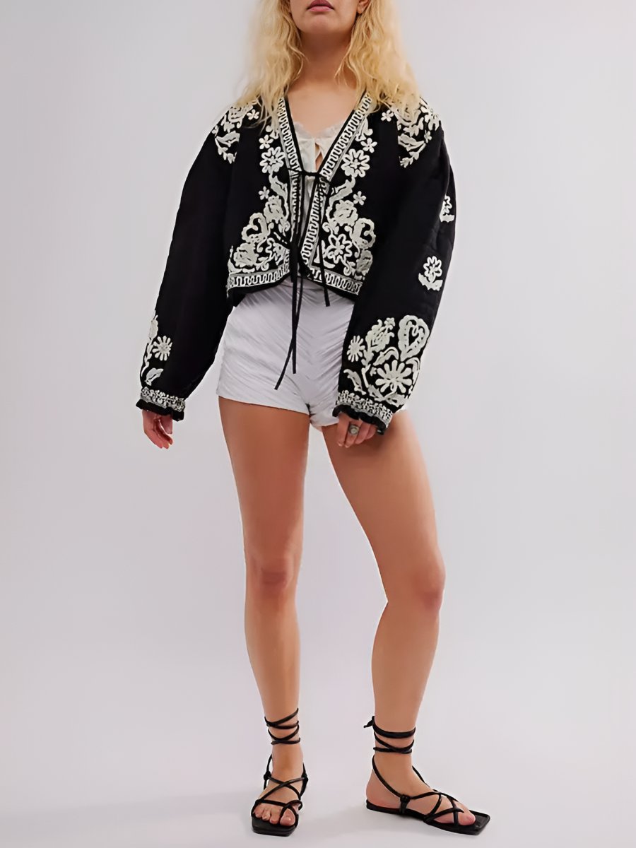 Embroidery Floral Long Sleeve Jacket