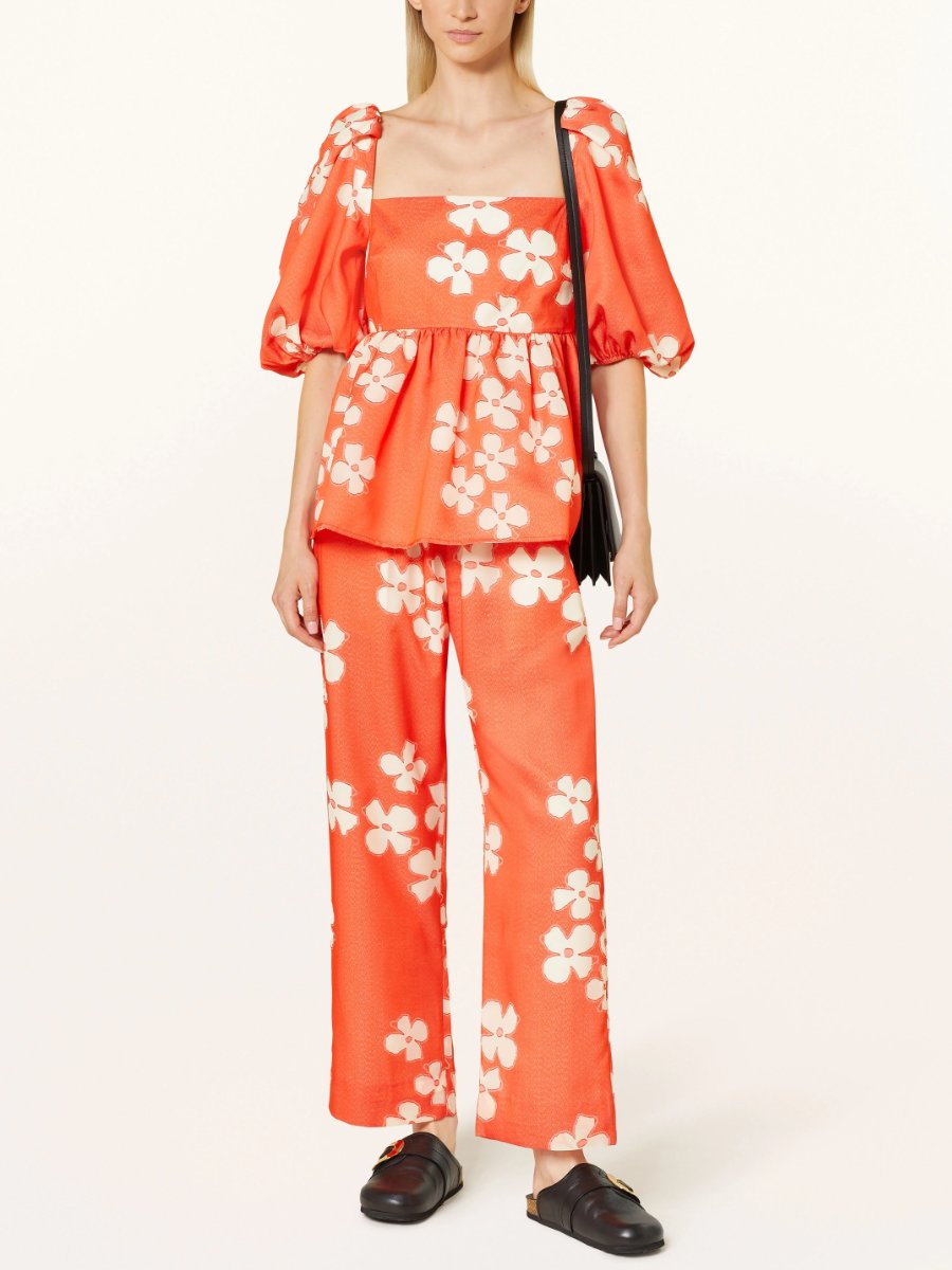 Floral Print Orange Two Piece Set