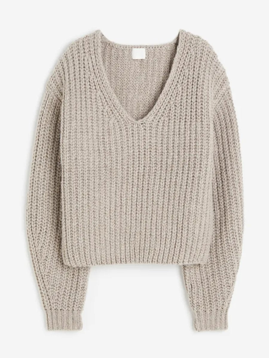 V-Neck Rib-Knit Sweater